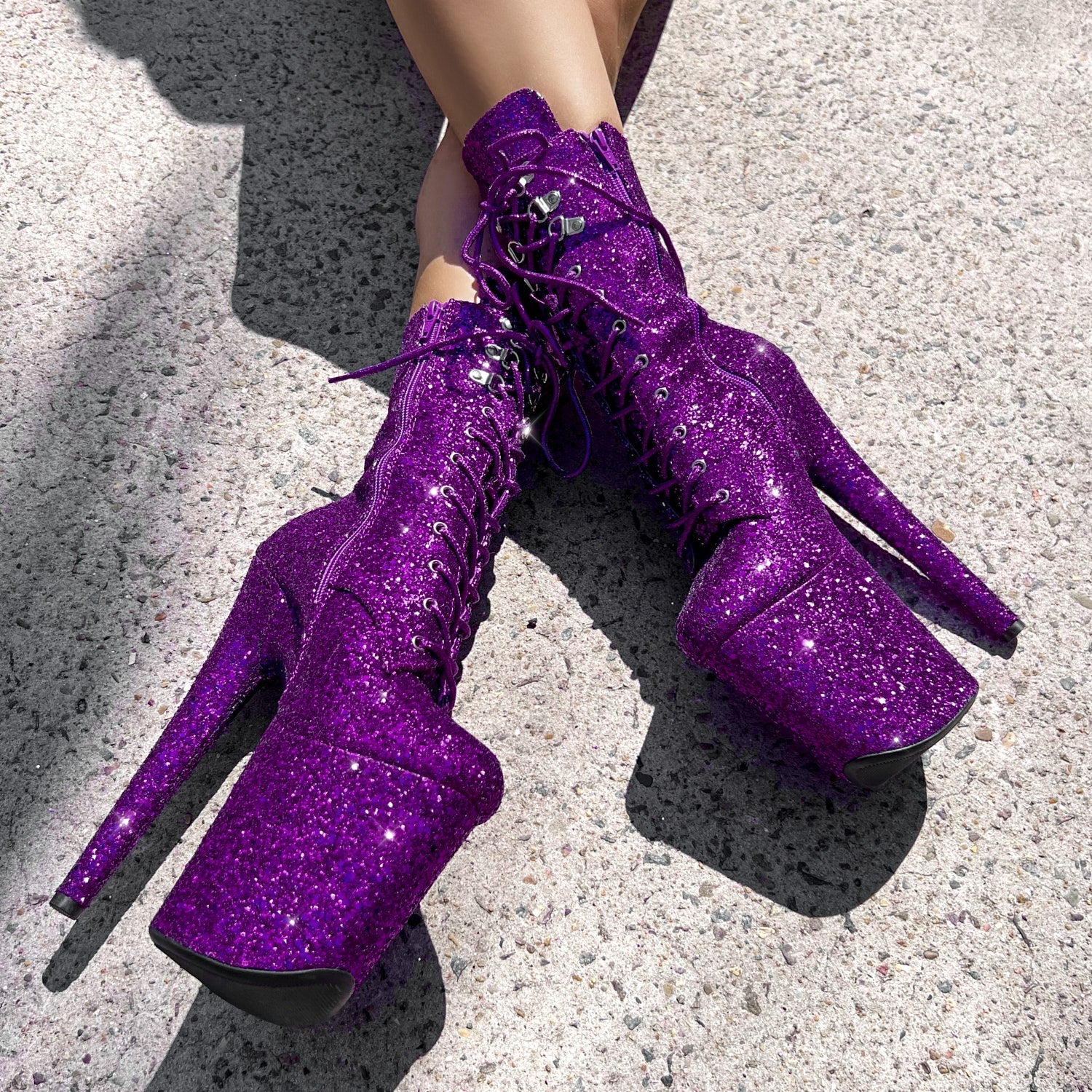 The Glitterati Xtra - Boot - ENIGMA PURPLE - 8INCH - Image 6