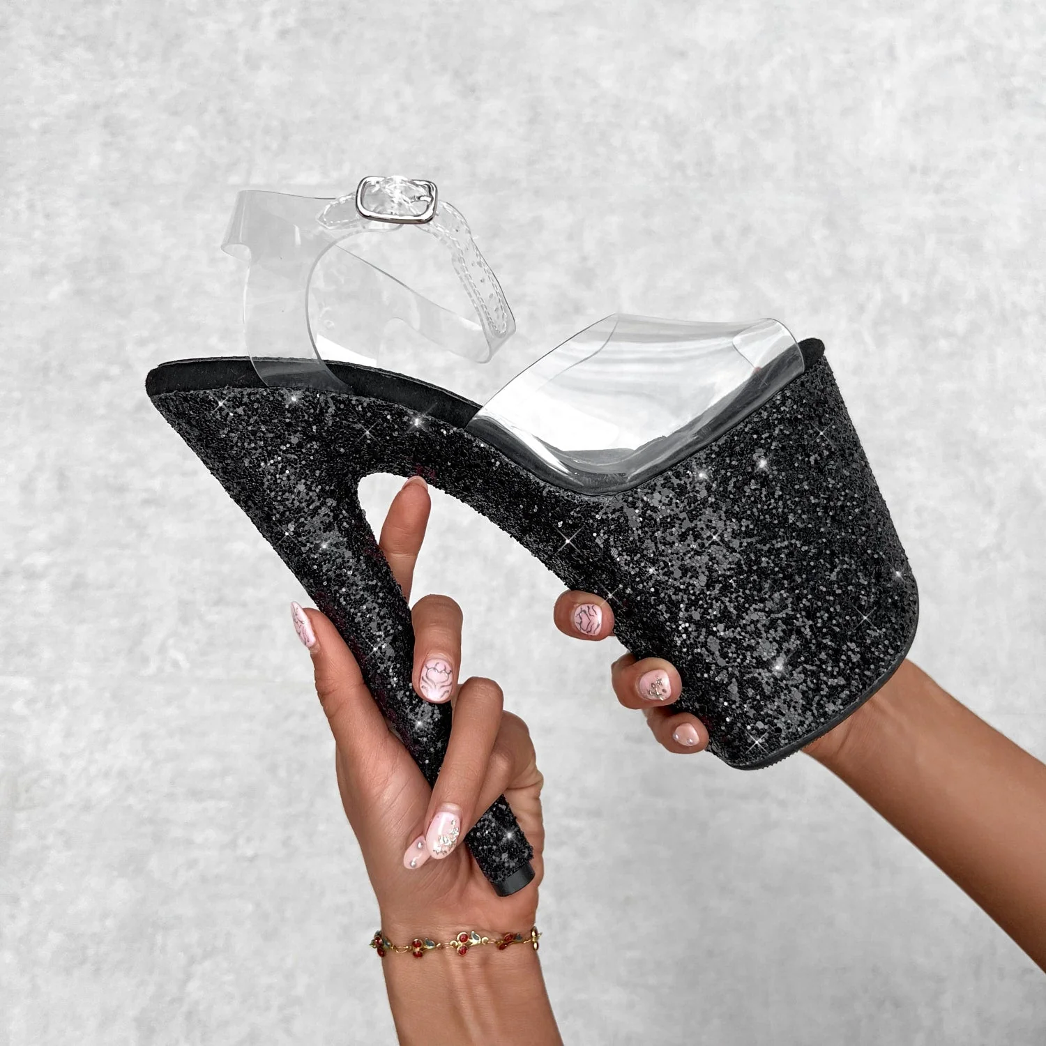 The Glitterati Xtra - Classic Stiletto - BLACK CAVIAR - 8INCH - Image 2