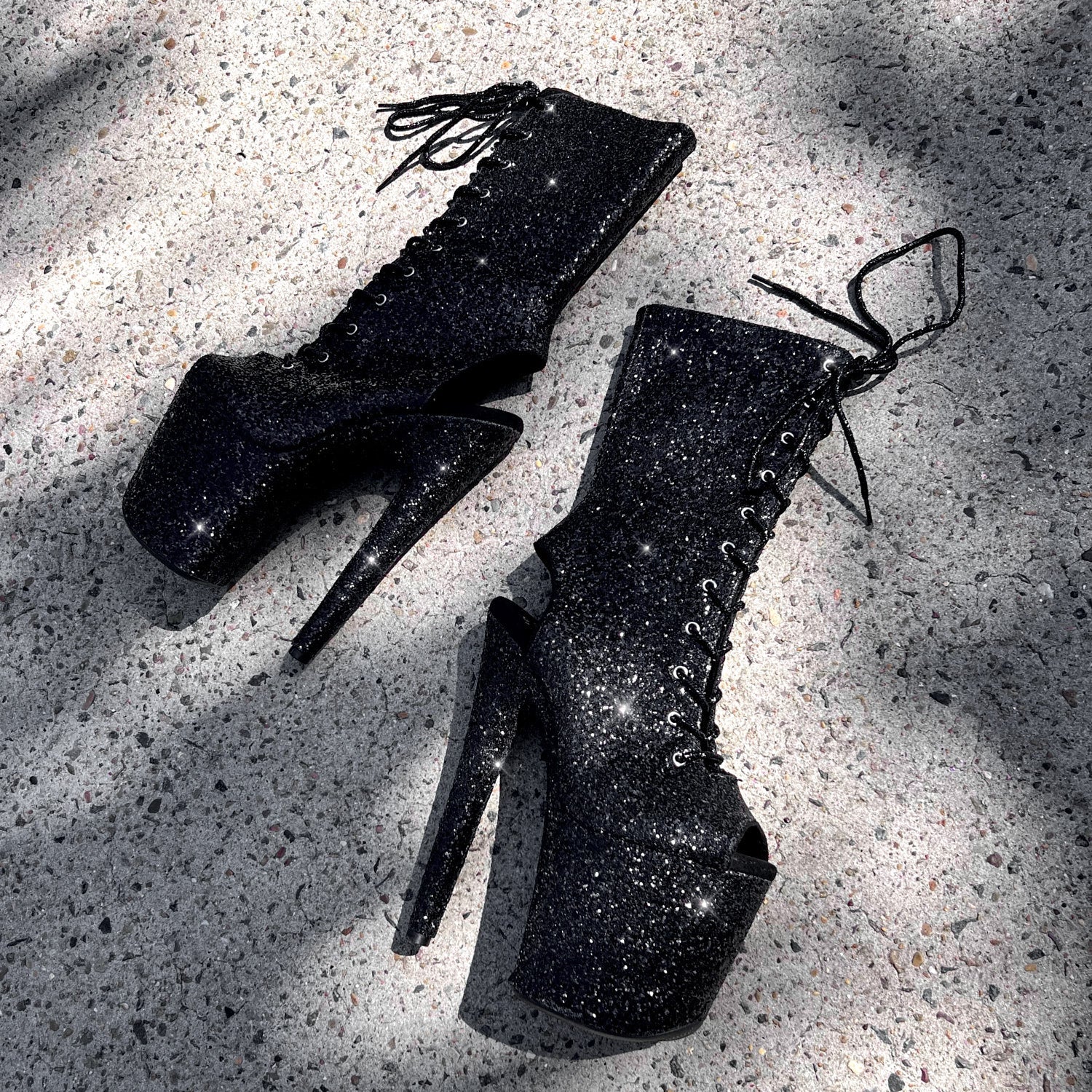 The Glitterati Xtra - OHOT Wide Fit Boot - BLACK CAVIAR - 8INCH - Image 3