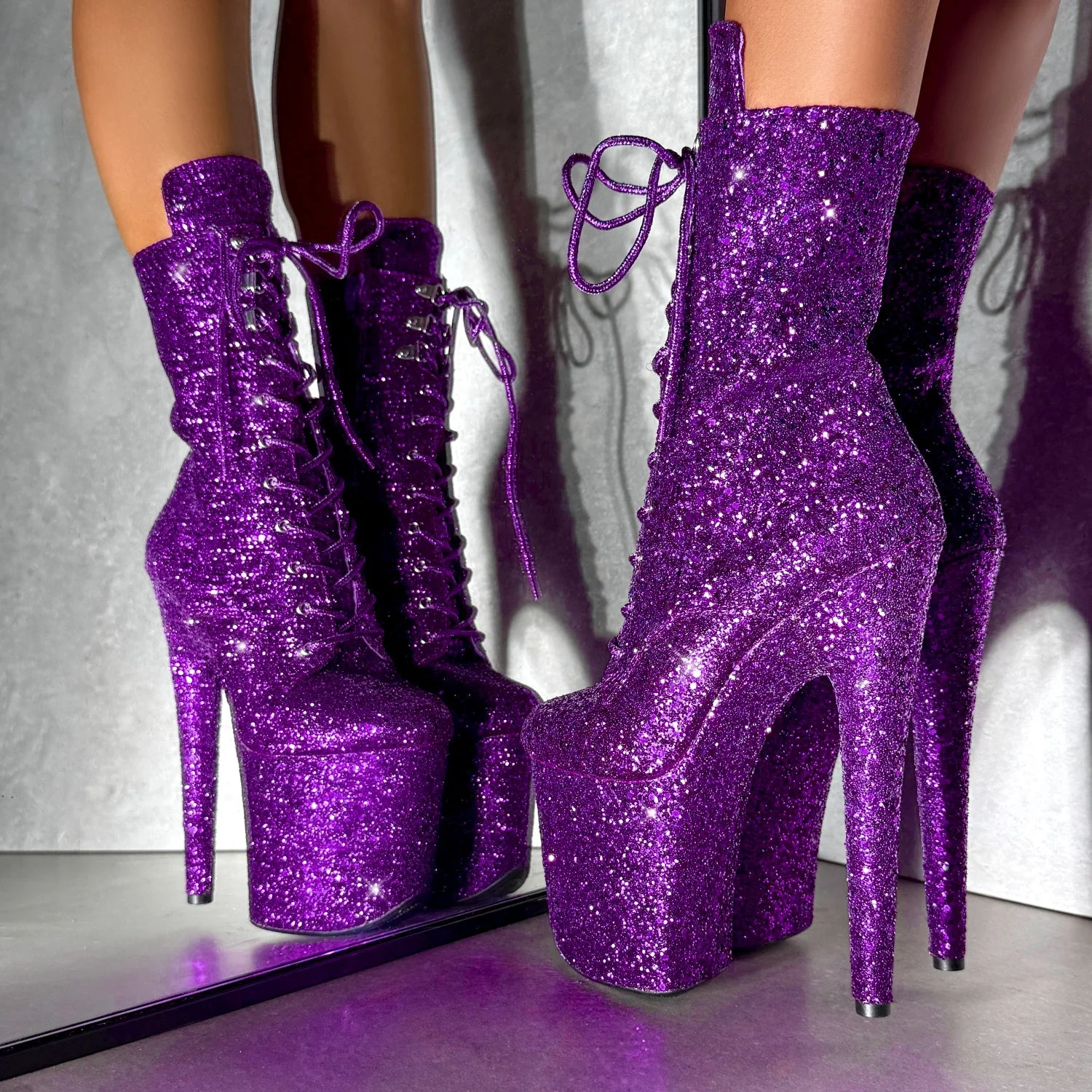 The Glitterati Xtra - Wide Fit Boot - ENIGMA PURPLE - 8INCH - Image 6