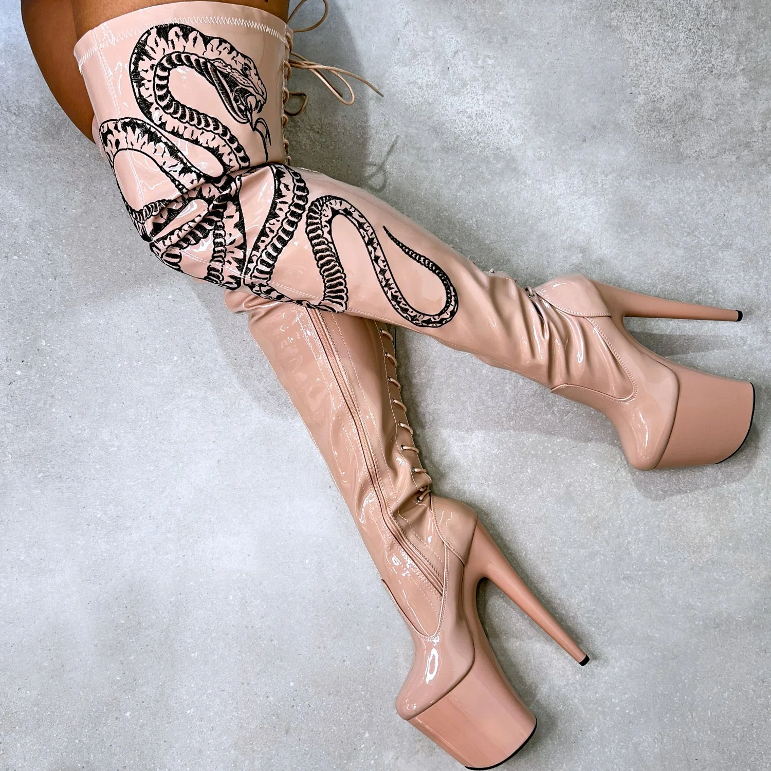 VIPER Boot Tan with Black Thicc Thigh High - 8INCH - Image 2