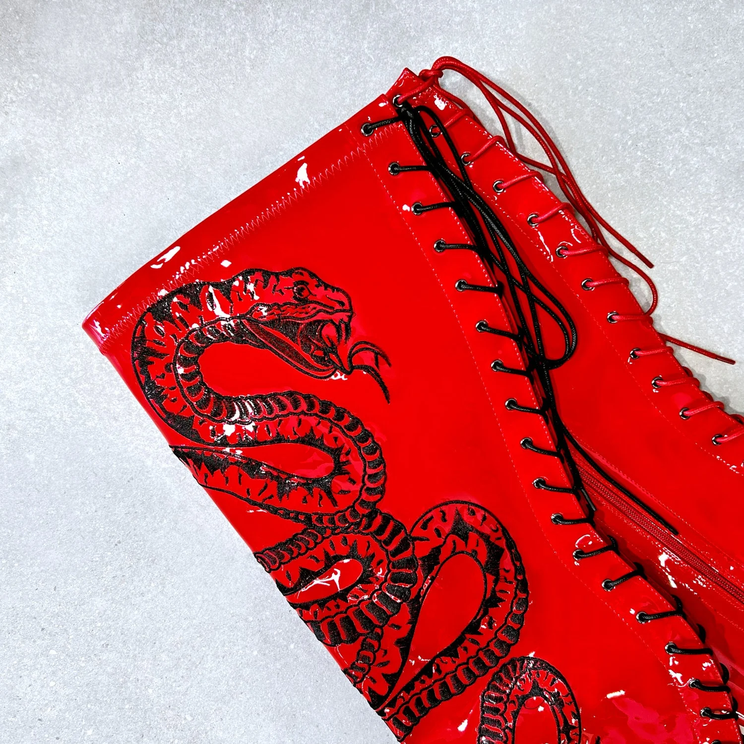 VIPER Boot Red with Black Thigh High - 7INCH - Image 4
